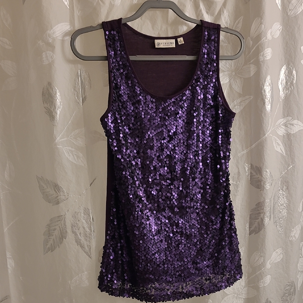 Versona Sparkling Purple Sequin Tank Top